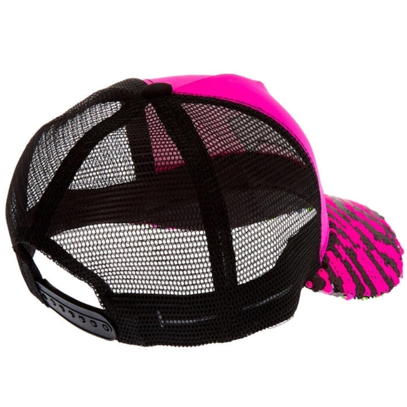 !!@#$! Word Bubble Reversible Sequin Zebra Trucker Hat - Pink - Picture 4 of 4